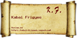 Kabai Frigyes névjegykártya